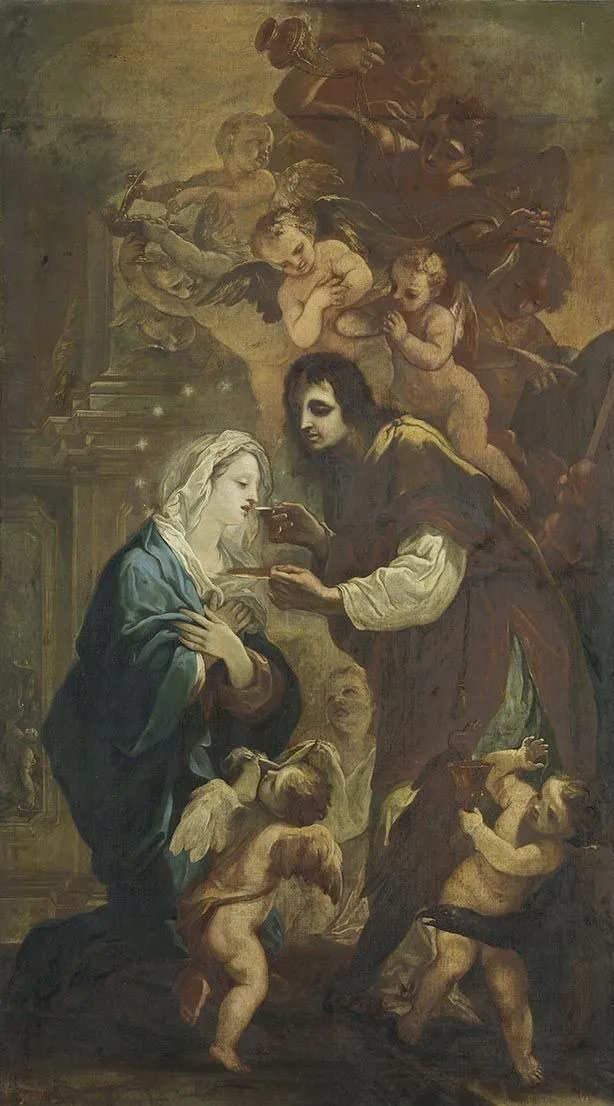 Der hl. Johannes Evangelist reicht Maria die Kommunion (Umkreis), by Andreas Wolff, unspecified, 1716