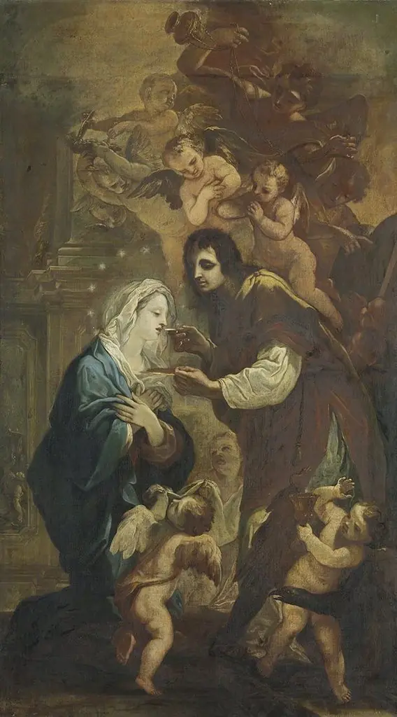 Der hl. Johannes Evangelist reicht Maria die Kommunion (Umkreis), by Andreas Wolff