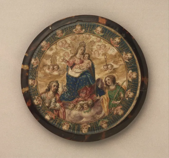 Nun's Shield showing the Virgin and Child with Saints John the Baptist and Catherine of Alexandria — Andrés Lagarto