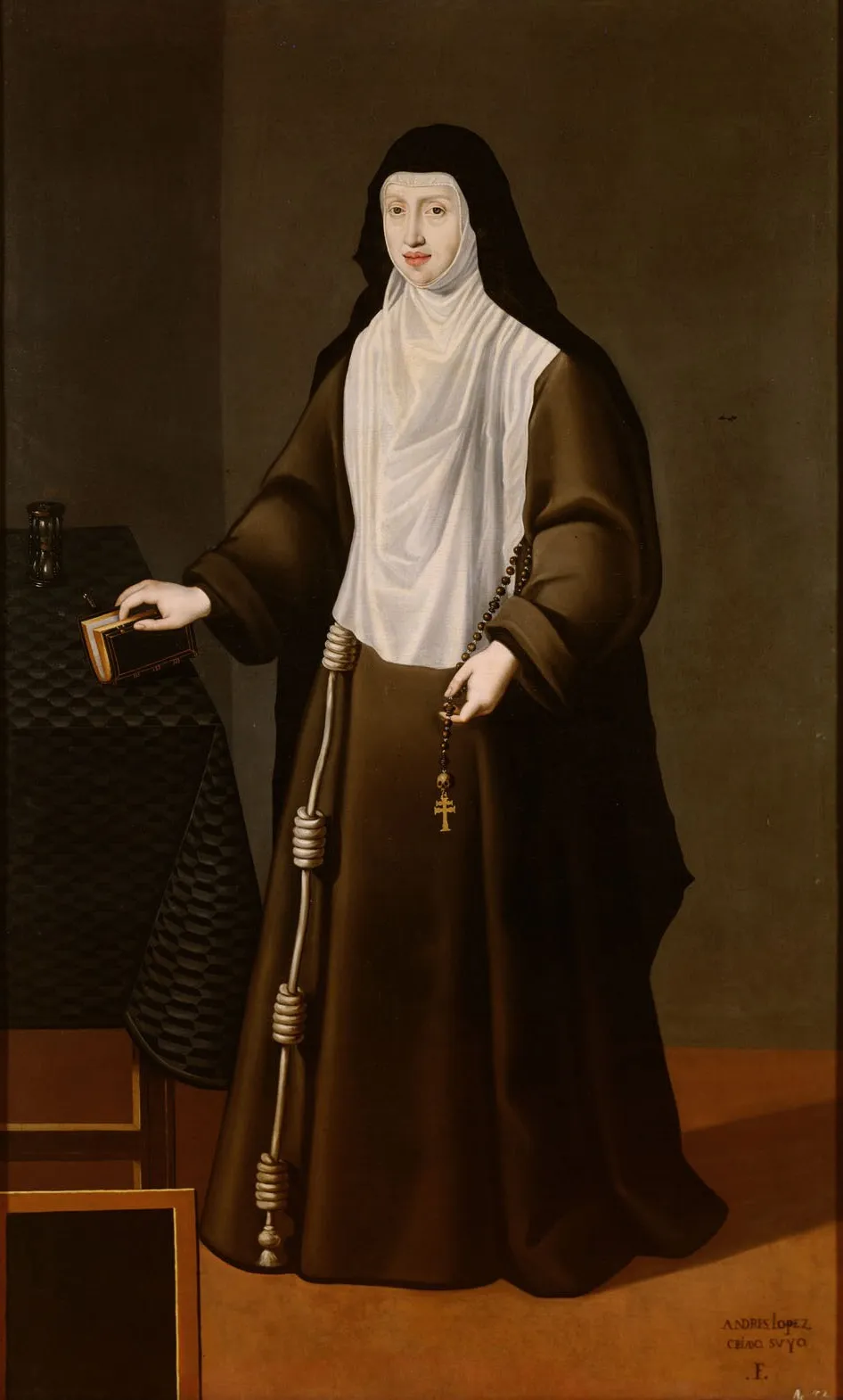 Erzherzogin Margarete (1567-1633), Tochter von Maximilian II. als Nonne in ganzer Figur, by Andrés López Polanco, oil, 1608