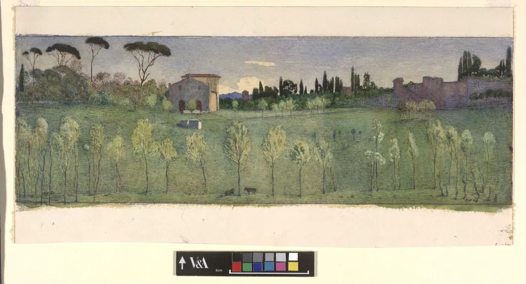 Villa Borghese, Rome, by Andrew Brown Donaldson, watercolor, 1860