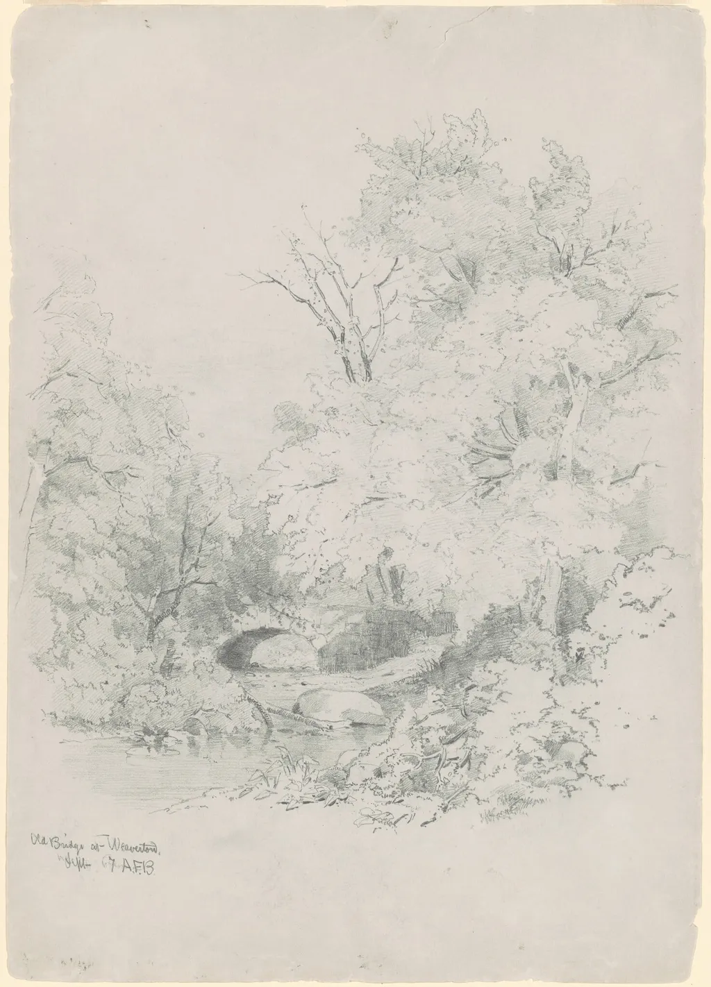 Old Bridge at Weaverton, by Andrew Fisher Bunner, graphite, 1867