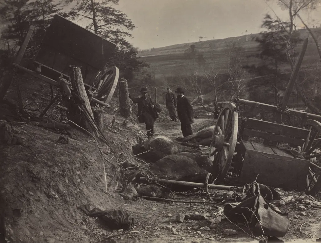 Effects of a Shell Explosion, Fredericksburg, VA., by Andrew Joseph Russell, 1863