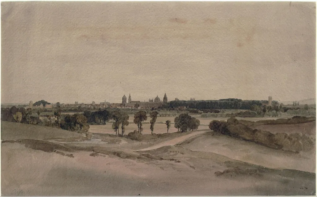 Oxford from a distance, by Andrew Wilson, watercolor, 1805