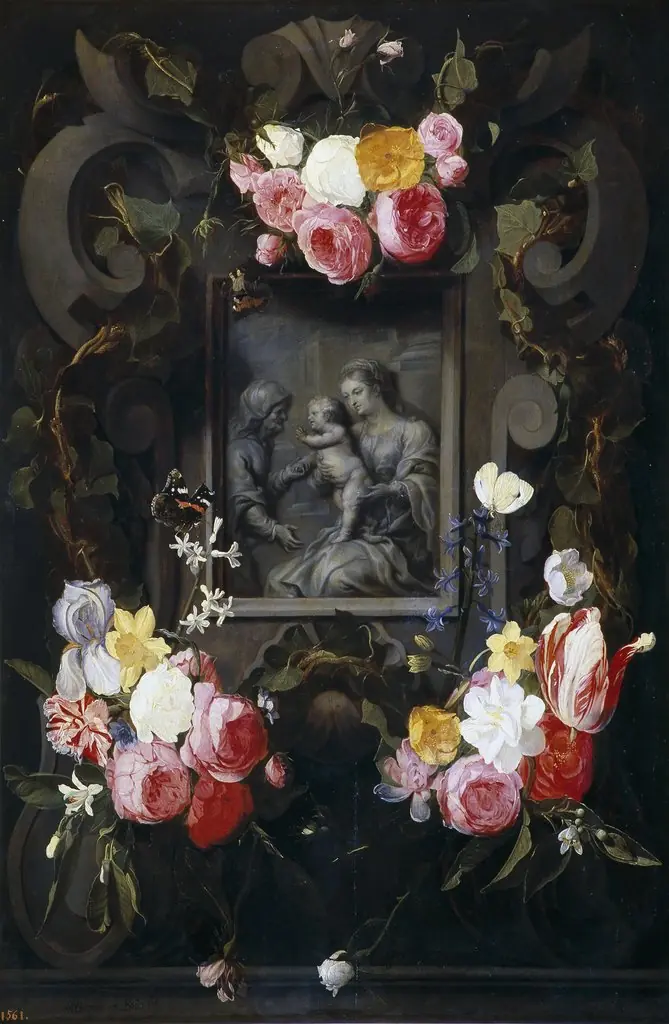 Guirnalda con Santa Ana la Virgen y el Niño, by Andries Bosman