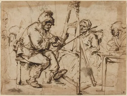 An Artist Seated at His Easel [recto], by Andries Both