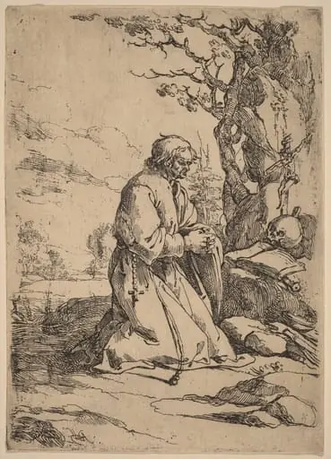 The Kneeling Hermit Facing Right, by Andries Both