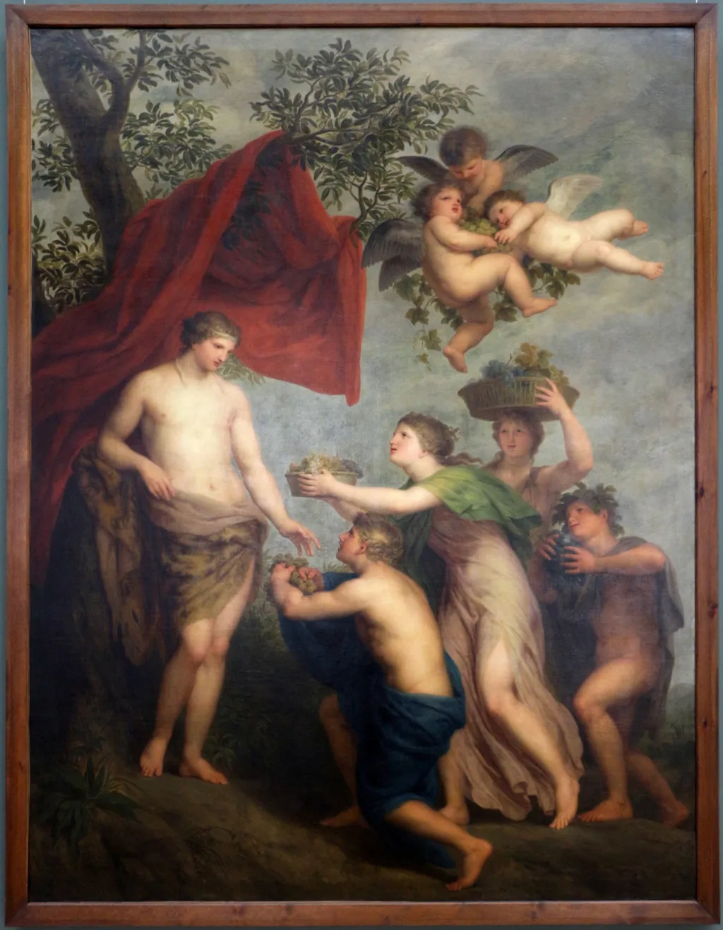 Offerings to Bacchus, by Andries Cornelis Lens, oil, 1794
