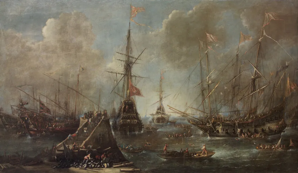 Port with Warships, by Andries van Eertvelt, oil, 1640