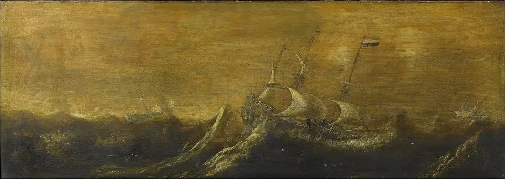 Ships in a storm, by Andries van Eertvelt