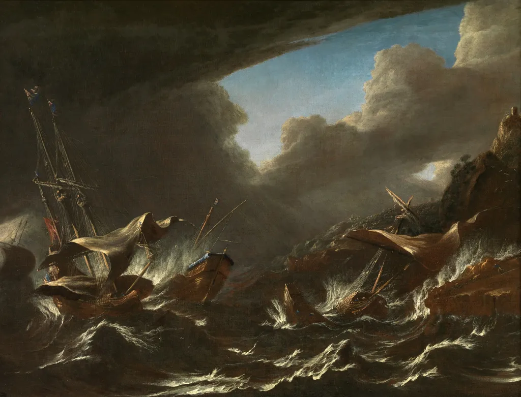 Storm at Sea, by Andries van Eertvelt, oil, 1625