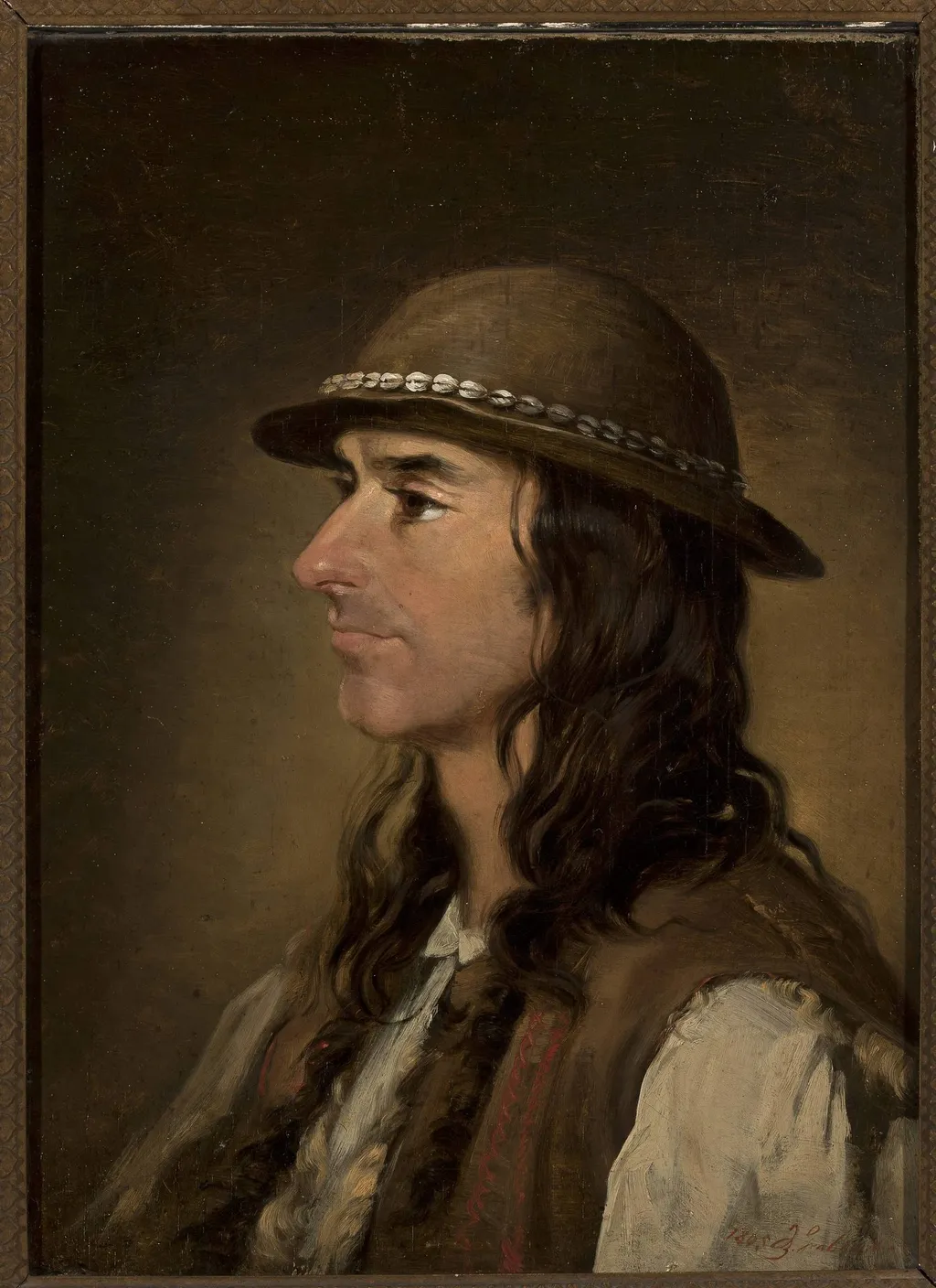 Bust of Michał Walczak-Gąsienica, Highlander, by Andrzej Grabowski, oil, 1865