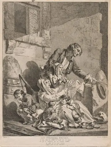 Les Fermiers brulés (A Burnt-Out Farmer, Begging with his Family), by Ange-Laurent de Lalive de Jully