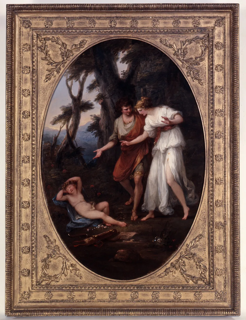 Cephise and her Lover discover the sleeping Cupid in the Woods of Idalia, by Angelica Kauffmann, oil, 1792