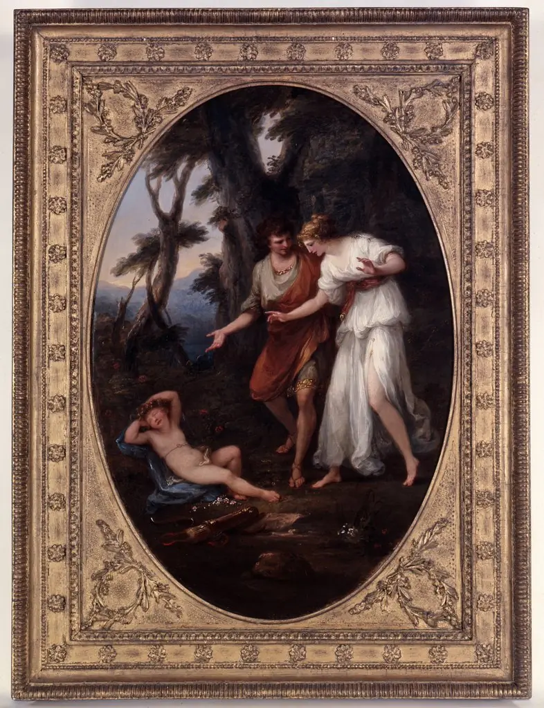 Cephise and her Lover discover the sleeping Cupid in the Woods of Idalia, by Angelica Kauffmann