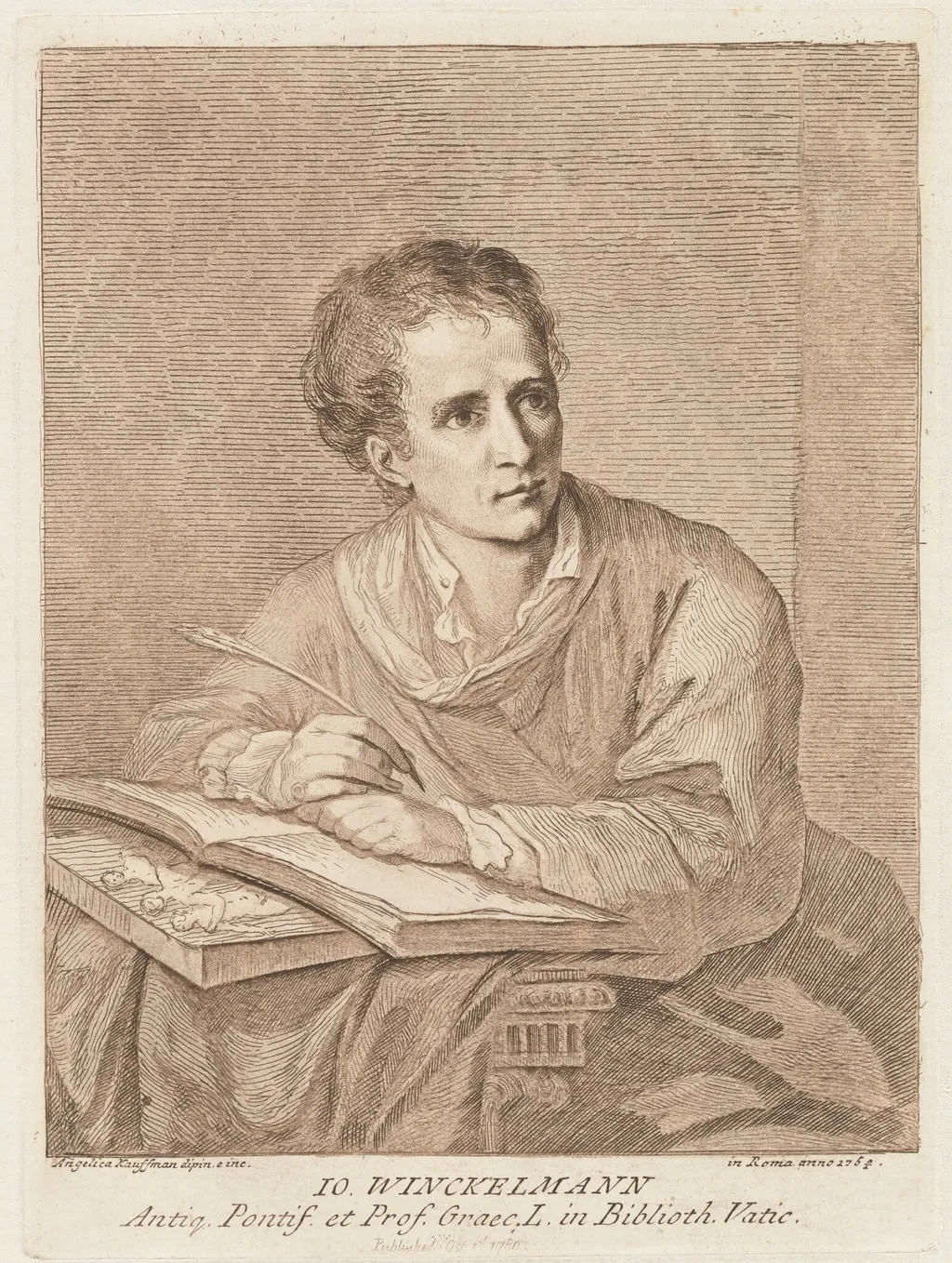Johann Winckelmann, by Angelica Kauffmann, ink, 1764