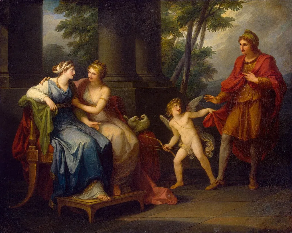 Venus Induces Helen to Fall in Love with Paris, by Angelica Kauffmann, oil, 1796