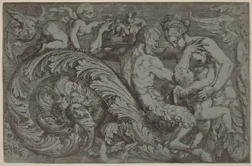 Decorative Panel with Mythological Figures, by Angelo Falconetto
