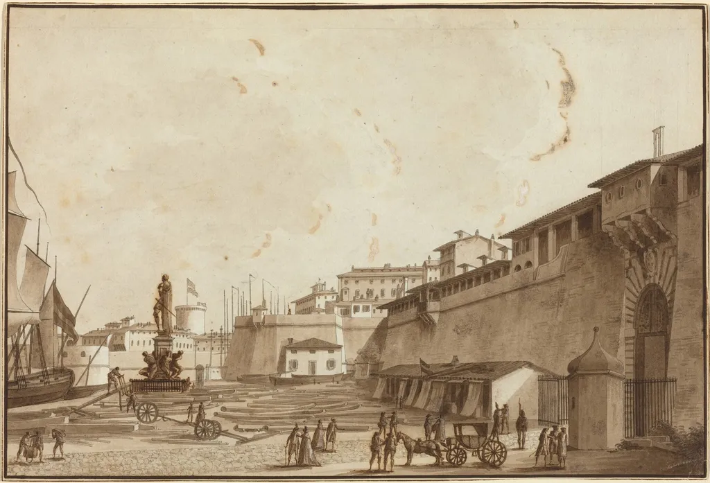 View of Livorno, by Angelo Uggeri, ink, 1796