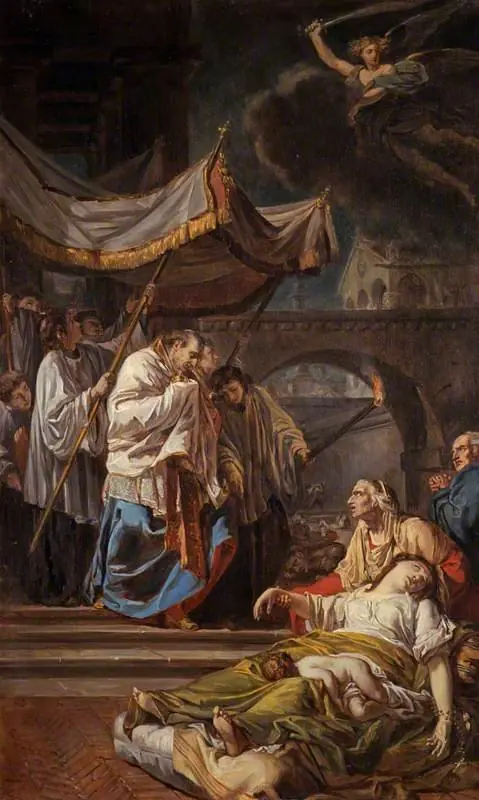 Saint Charles Borromeo Bringing the Assistance of Religion to the Plague Victims of Milan, by Anicet Charles Gabriel Lemonnier
