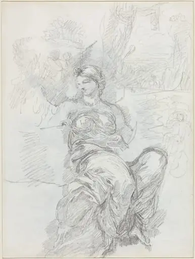 Seated Angel in a Landscape [recto], by Anicet Charles Gabriel Lemonnier