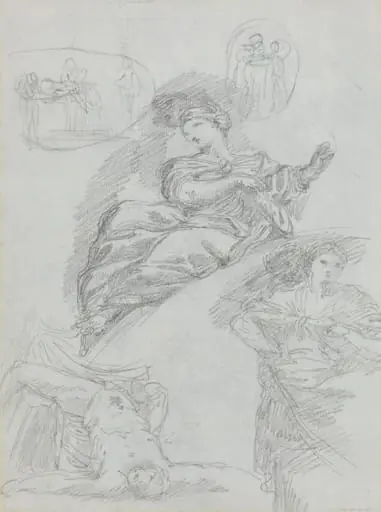 Studies of Figures [verso], by Anicet Charles Gabriel Lemonnier
