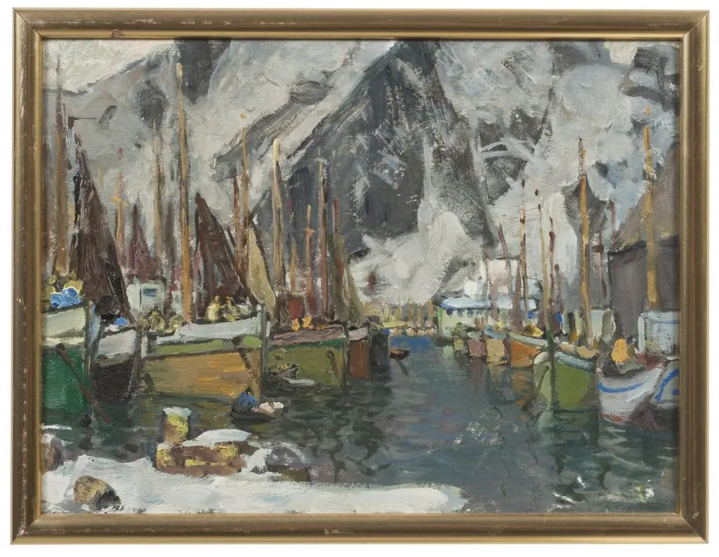 Among the Fishing Boats in Svolvaer. Study from Lofoten, by Anna Boberg