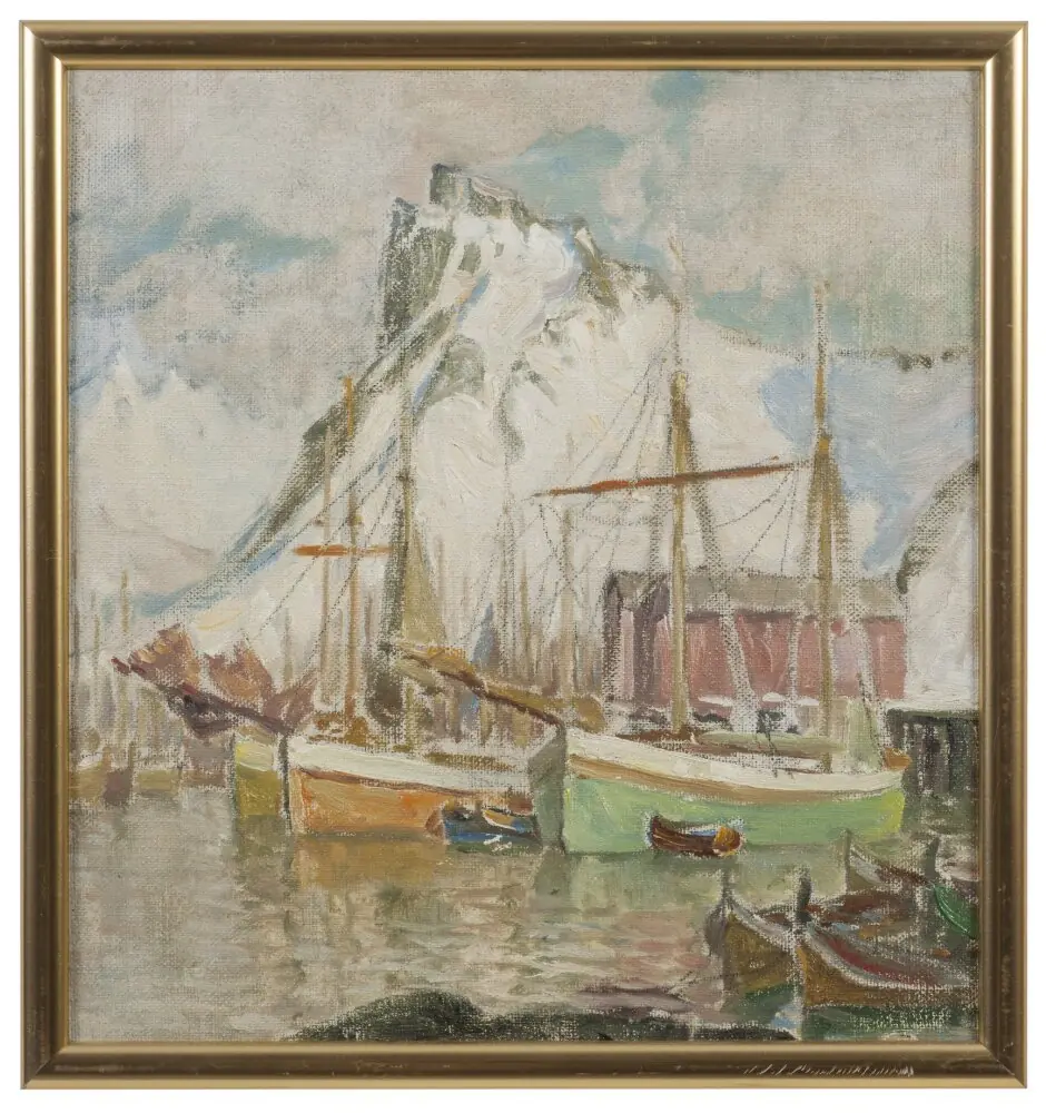 In the Harbour, Svolvaer. Study from Lofoten, by Anna Boberg