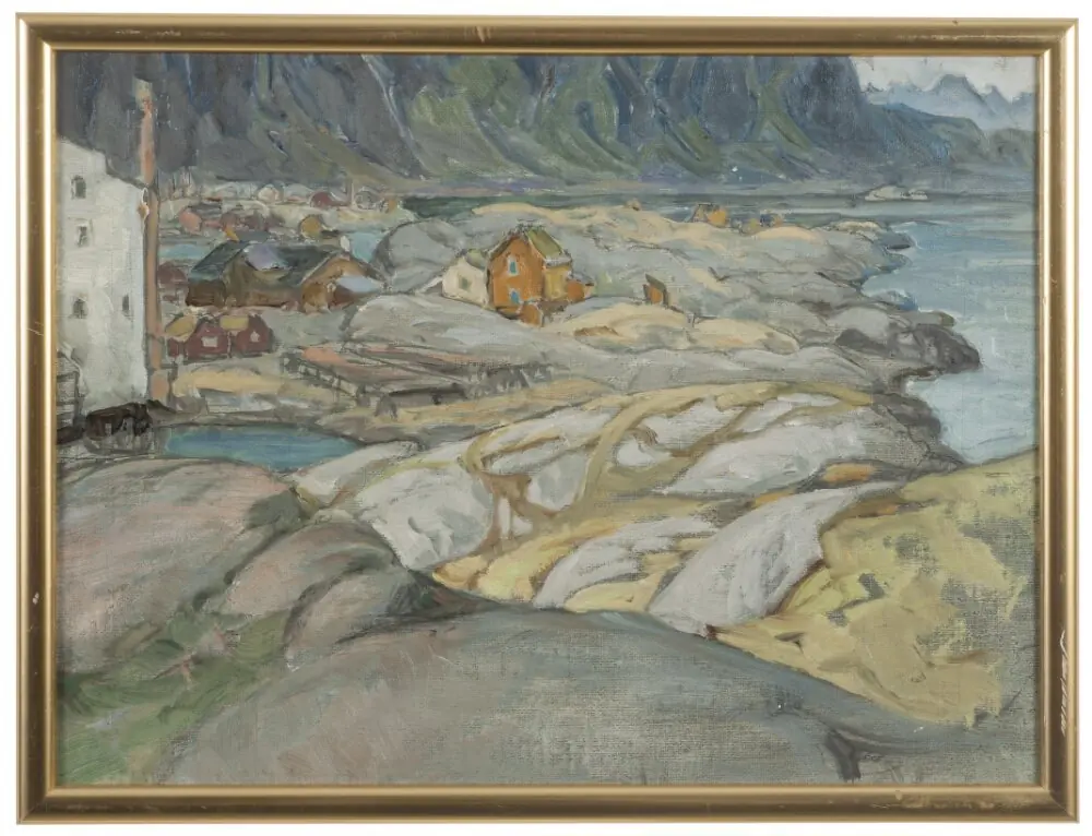 The Village at the Foot of the Mountain. Study from Lofoten, by Anna Boberg