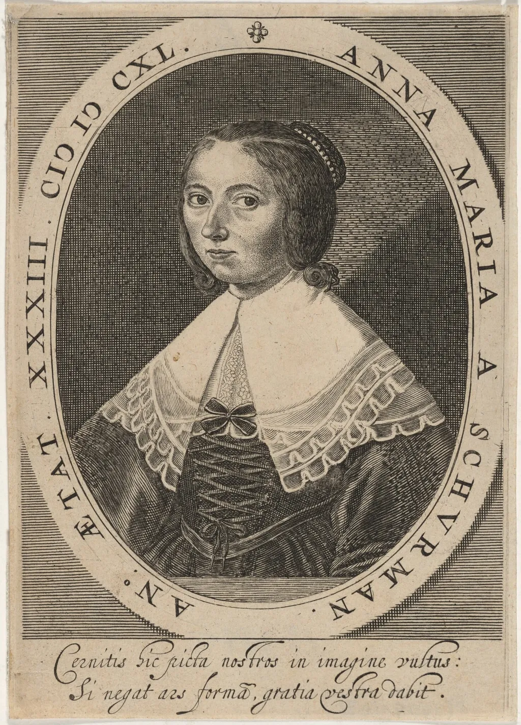 Anna Maria van Schurman, by Anna Maria van Schurman, ink, 1640