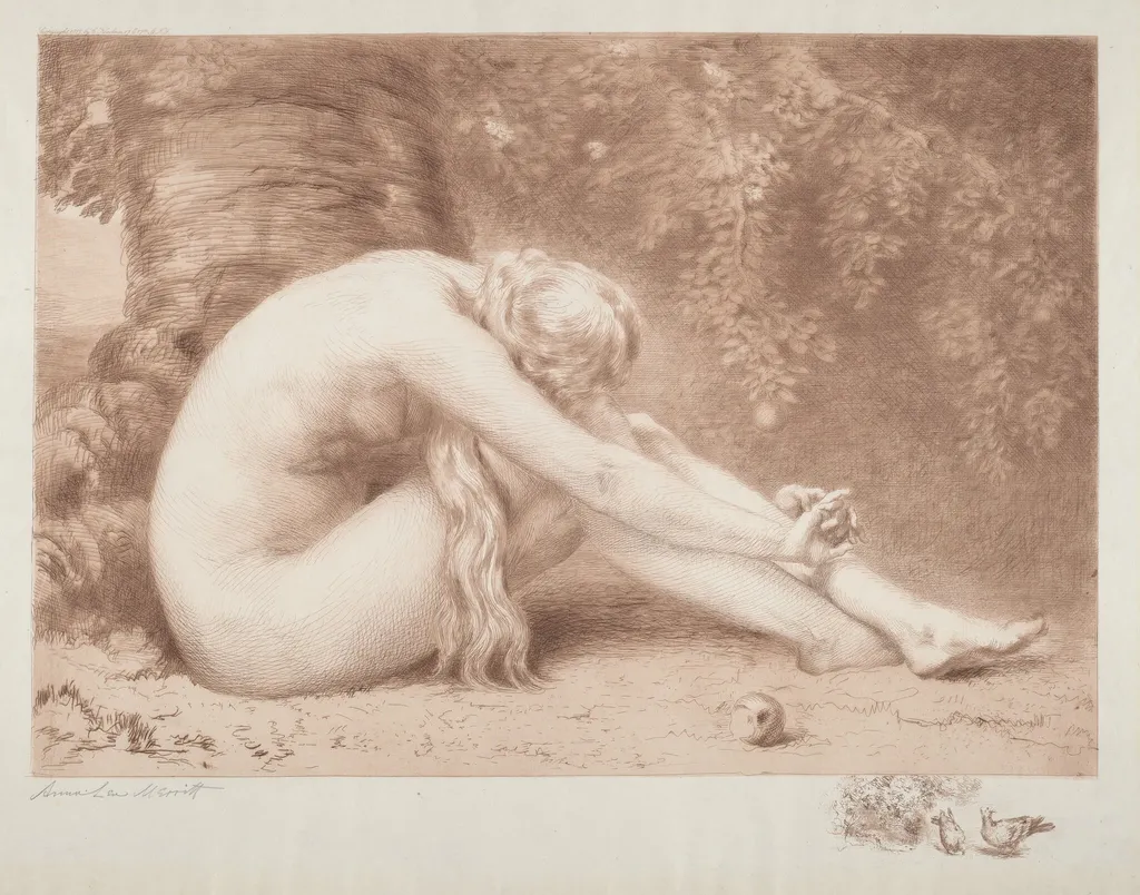 Eve Repentant, by Anna Massey Lea Merritt, ink, 1887