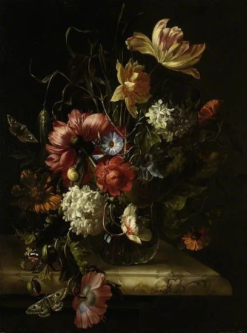 Vase of flowers, by Anna Ruysch, oil, 1713