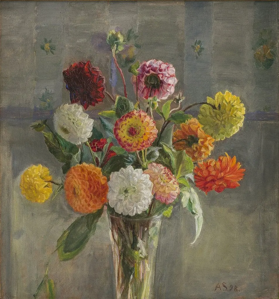 Georginer i et glas, by Anna Syberg