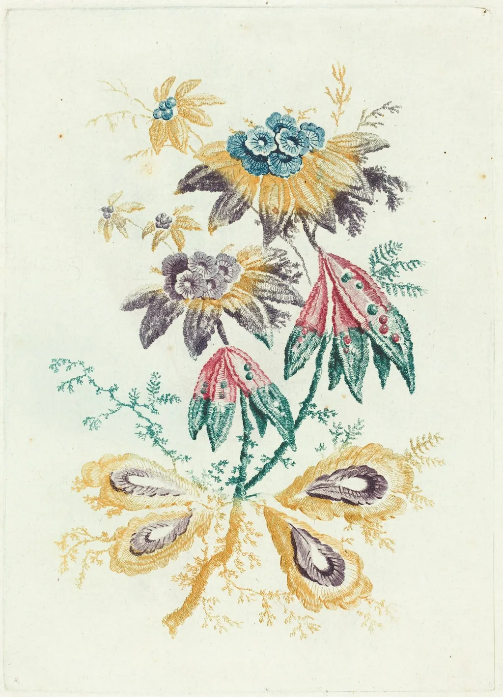 Fantastic Flowers with Peapod Leaves, by Anne Allen, ink