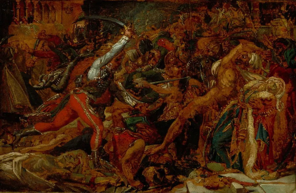 Sketch for "The Revolt at Cairo", by Anne-Louis Girodet, unspecified, 1809