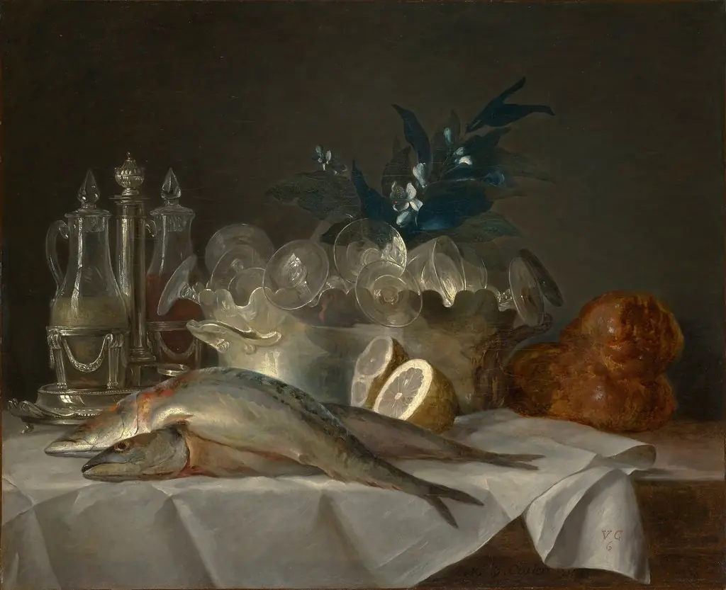 Still Life with Mackerel, by Anne Vallayer-Coster