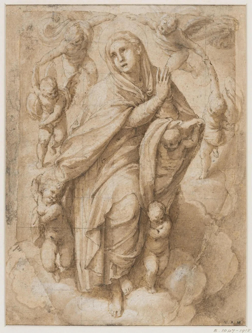 A female saint surrounded by cherubs, by Annibale Carracci, 1550