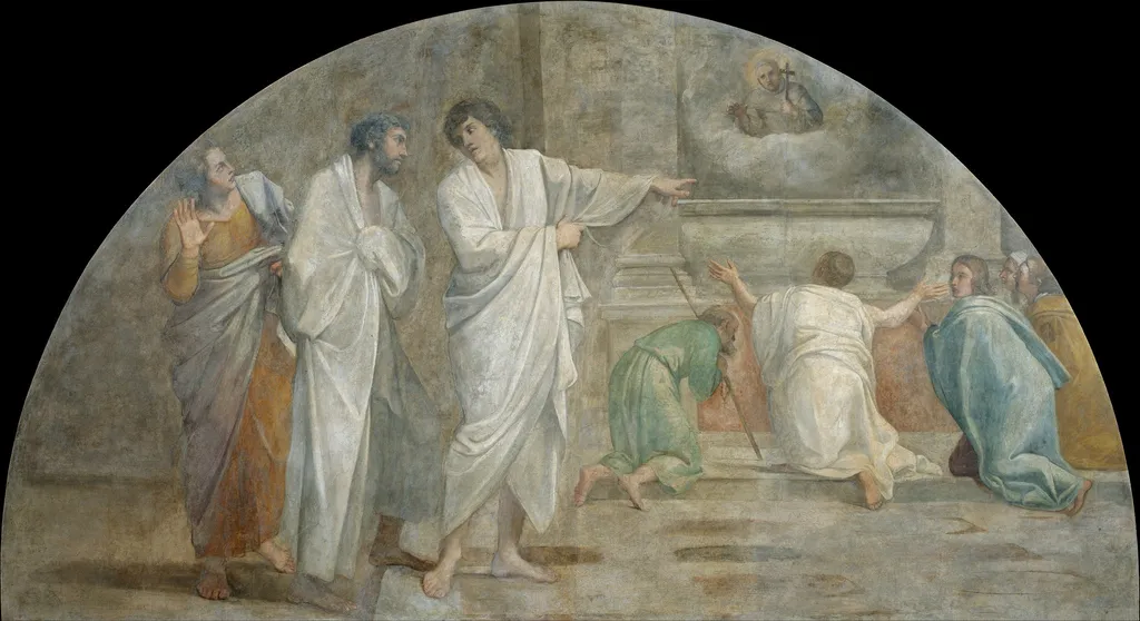 Apparition of Saint Didacus above his sepulchre, by Annibale Carracci, fresco, 1605
