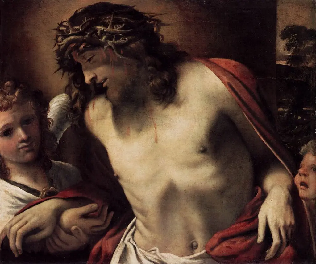 Christ wearing the Crown of Thorns, supported by Angels, by Annibale Carracci