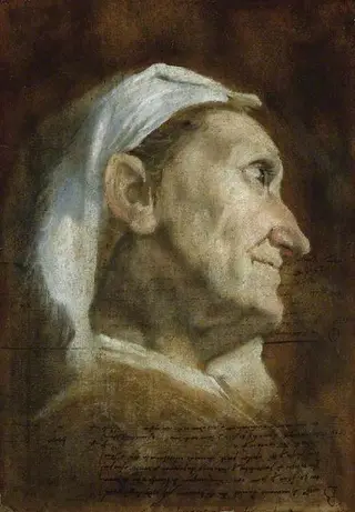 Head of an old woman, by Annibale Carracci, 1596