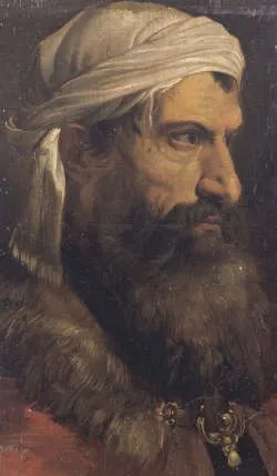 Man with turban, by Annibale Carracci, oil, 1550