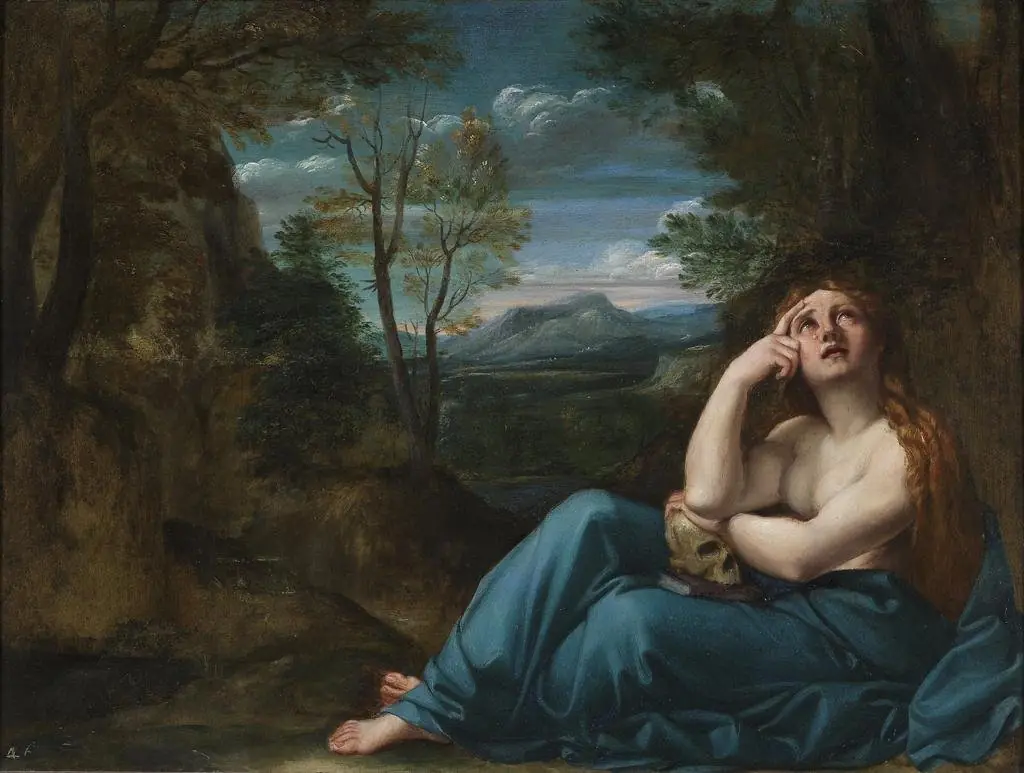 Mary Magdalene in a landscape, by Annibale Carracci