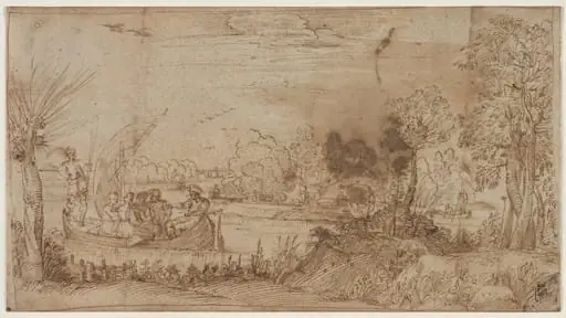 River Landscape with Boats, by Annibale Carracci