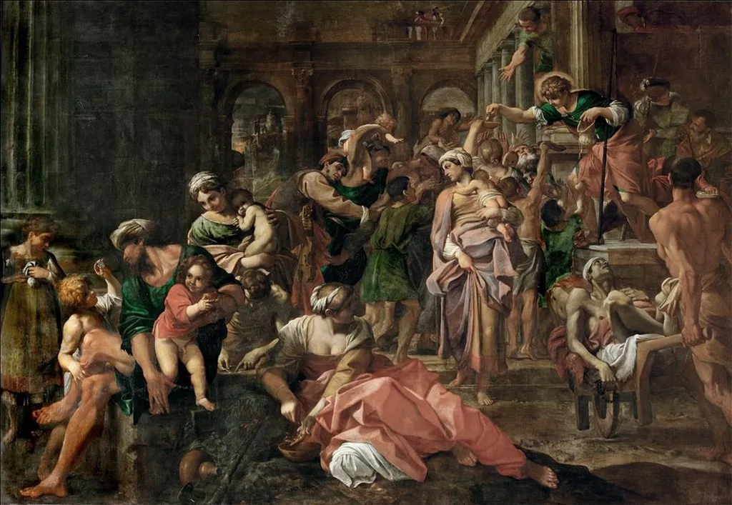 Saint Roch Distributing Alms, by Annibale Carracci, oil, 1550