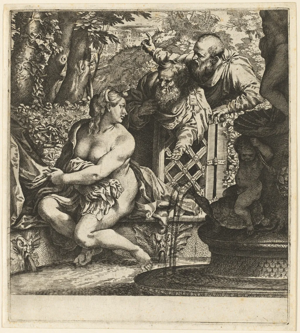Susanna and the Elders, by Annibale Carracci, ink, 1592