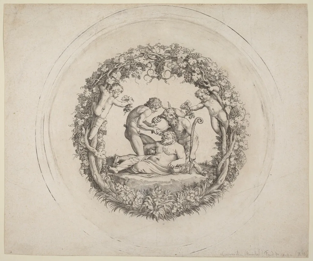 The Drunken Silenus ("The Tazza Farnese"), by Annibale Carracci, ink, 1598