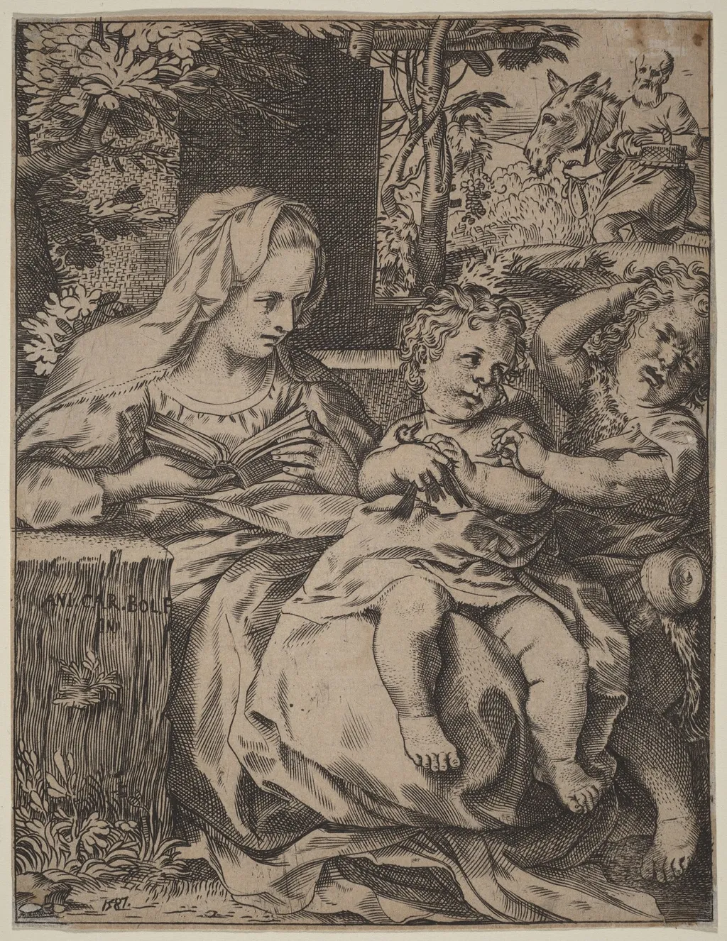 The Madonna of the Swallow, by Annibale Carracci, ink, 1587