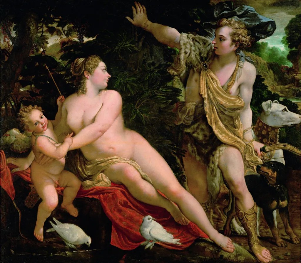 Venus, Adonis and Cupid, by Annibale Carracci, oil, 1598