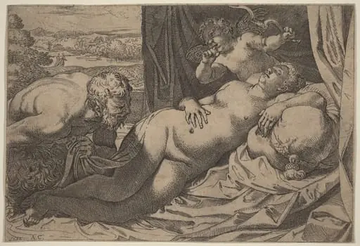 Venus and a Satyr, by Annibale Carracci
