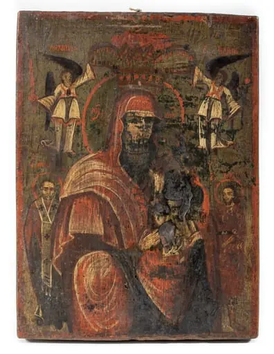 Maica Domnului cu Pruncul și Sfinții Mihail și Gavriil, by anonim